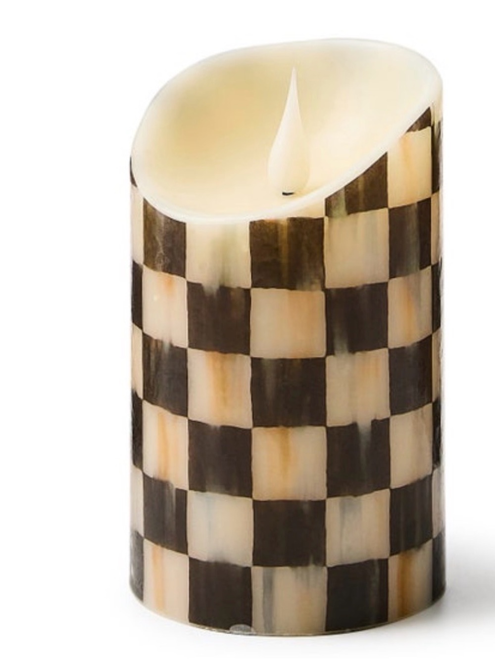 Mackenzie-Childs Courtly Check Flameless 6" Pillar Candle NWT